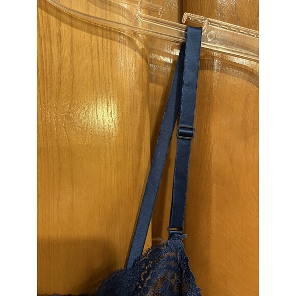 HOLLYWOOD VASSARETTE Vintage Slip Dress 36 Blue Lace Nylon Tricot Coquette - Picture 7 of 15